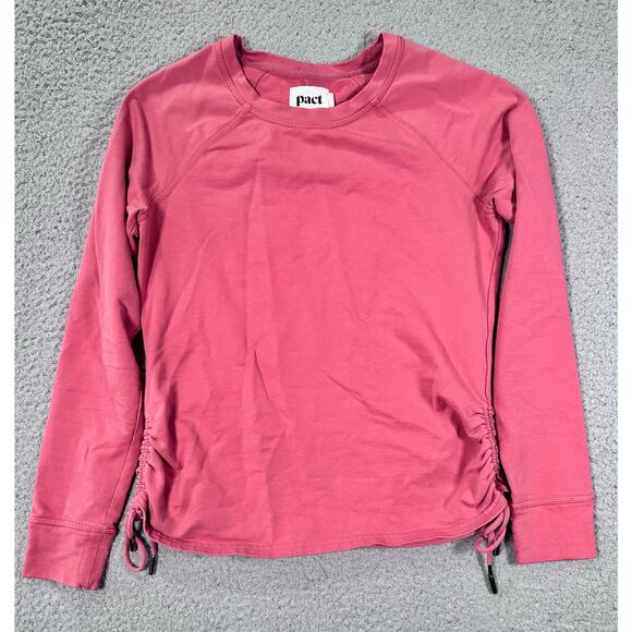 Pact Cinch Side Pullover Long Sleeve Top Women’s Small Coral Organic Cotton Soft - Picture 10 of 11